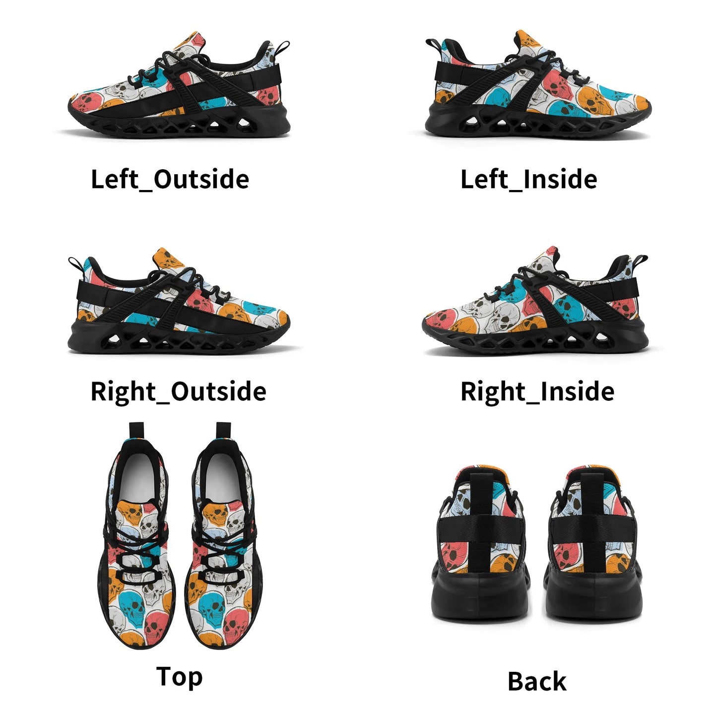 Colorful Skulls MD Elastic Sport Sneakers Tennis Shoes