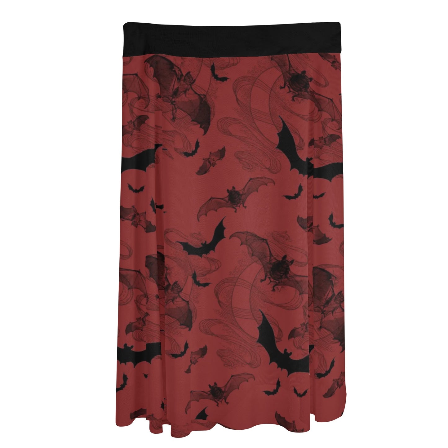 Smokey Bats Ruffle Tie Side Sarong Wrap Maxi Skirt