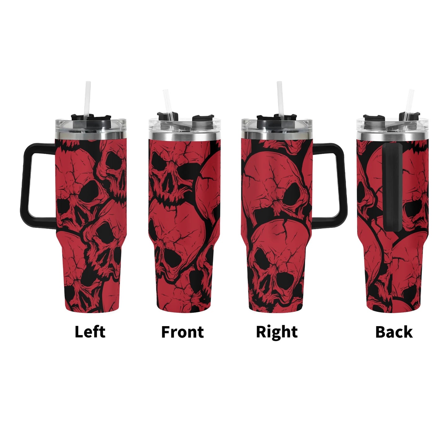 Red Skulls 40 oz Tumbler With Handle