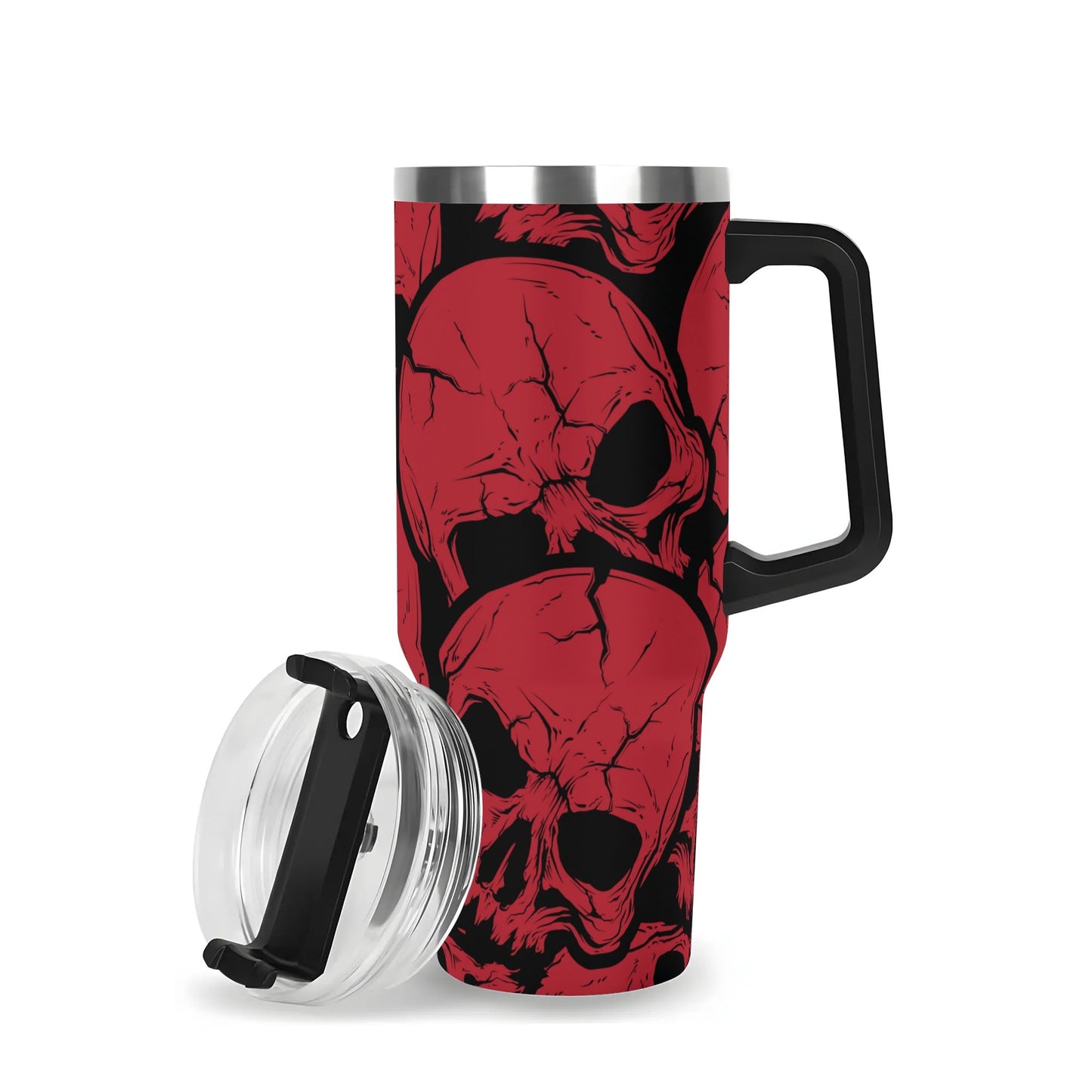 Red Skulls 40 oz Tumbler With Handle