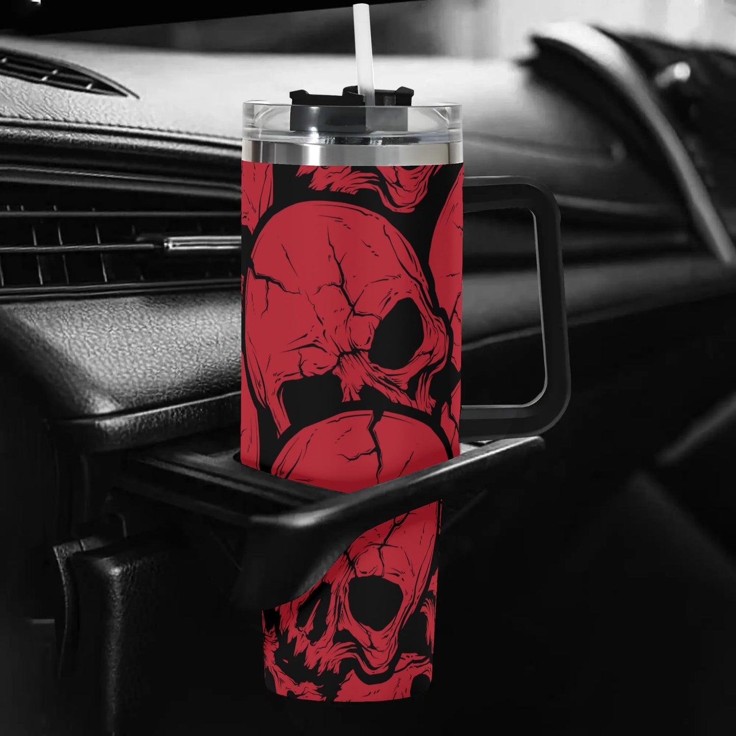 Red Skulls 40 oz Tumbler With Handle