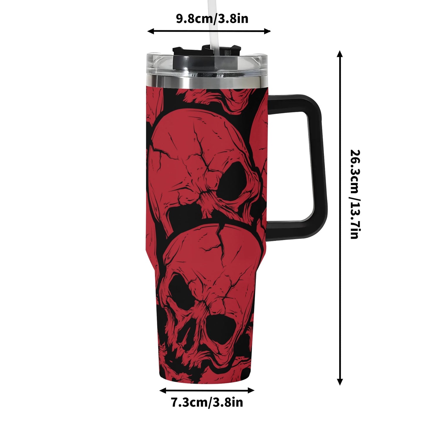 Red Skulls 40 oz Tumbler With Handle