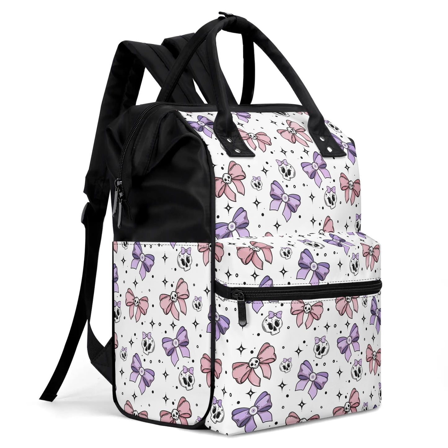 Cute Bows And Skulls Large Capacity Diaper Backpack Bag