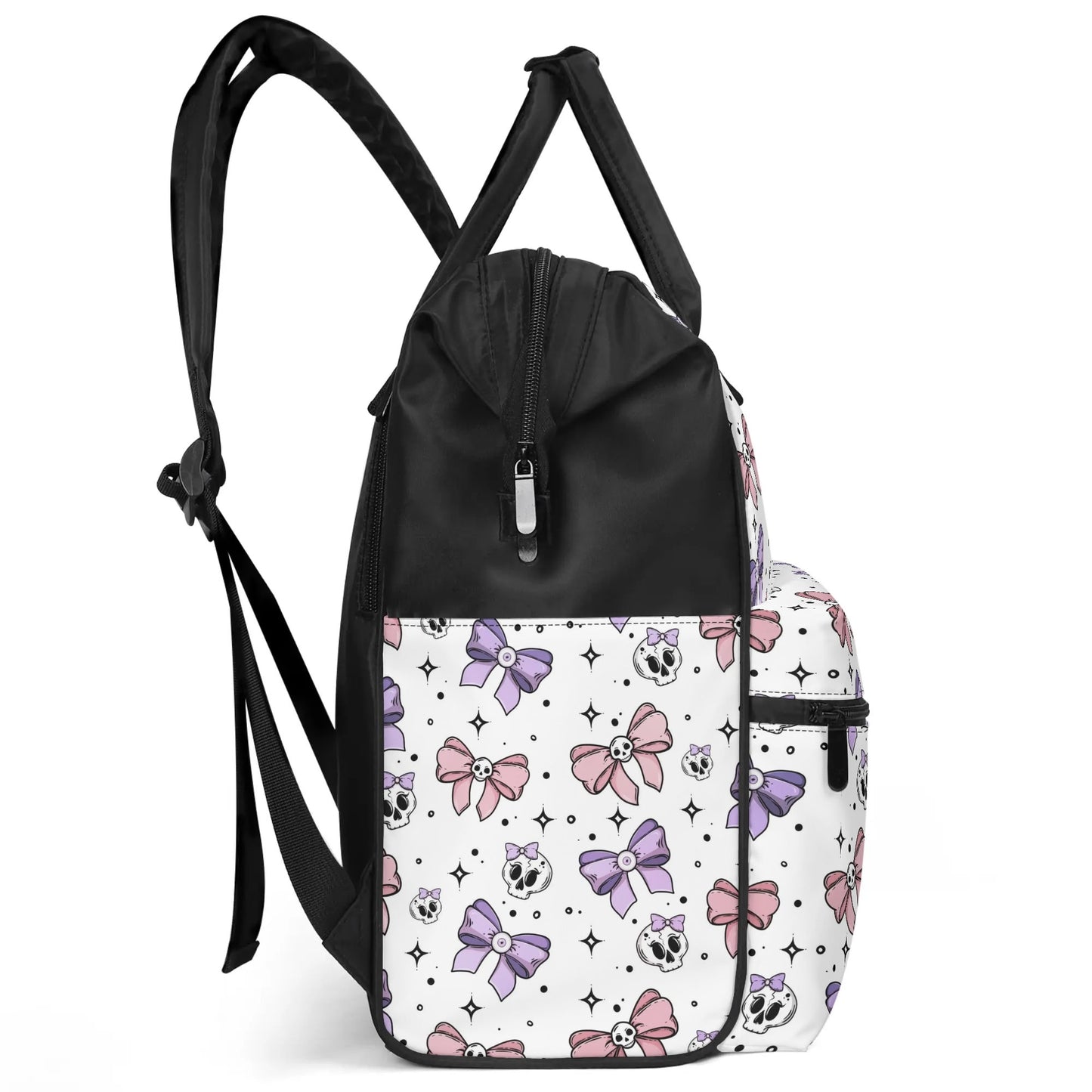 Cute Bows And Skulls Large Capacity Diaper Backpack Bag