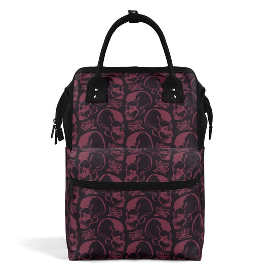 Purple Skulls Large Capacity Diaper Backpack Bag