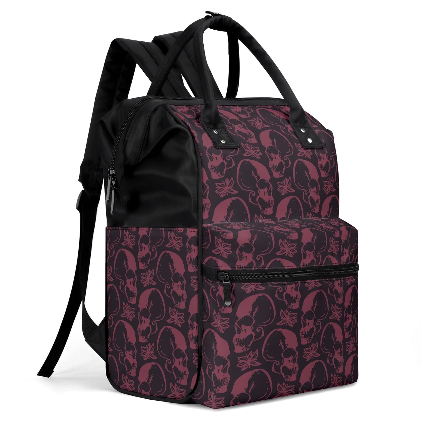 Purple Skulls Large Capacity Diaper Backpack Bag