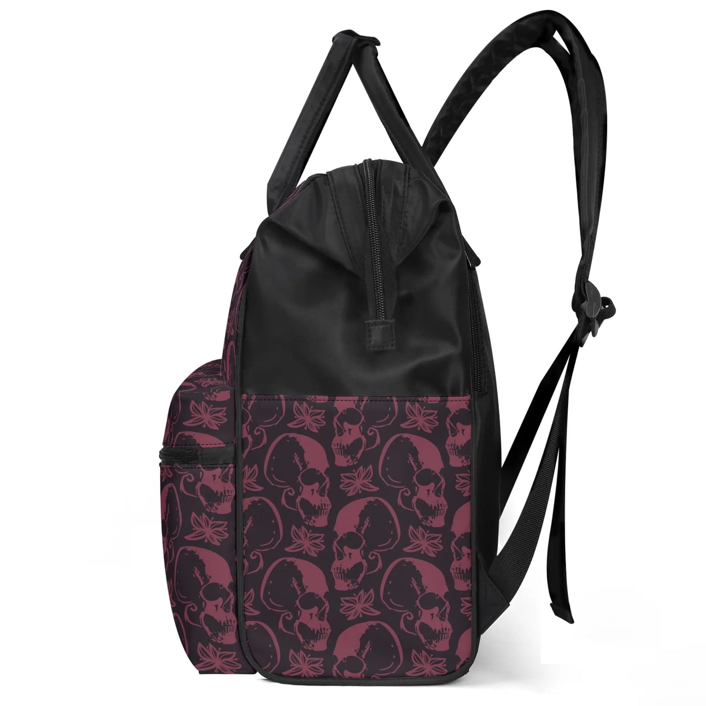 Purple Skulls Large Capacity Diaper Backpack Bag