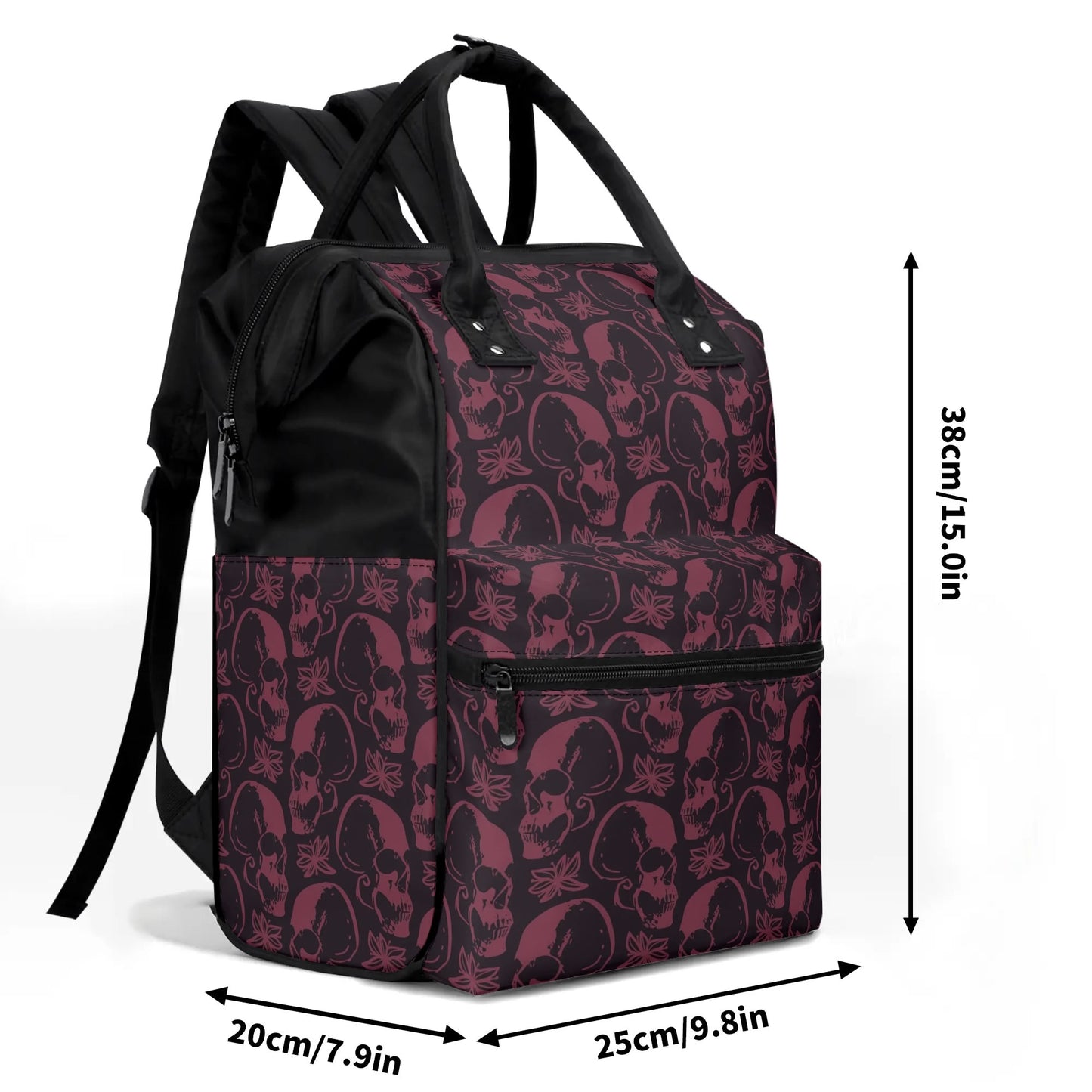 Purple Skulls Large Capacity Diaper Backpack Bag