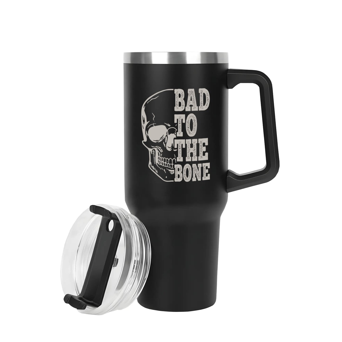 Bad To The Bone 40oz Tumbler with Handle and Straw