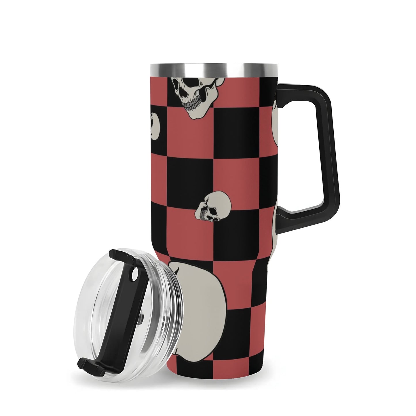 Checkers And Skulls 40 oz Tumbler With Handle