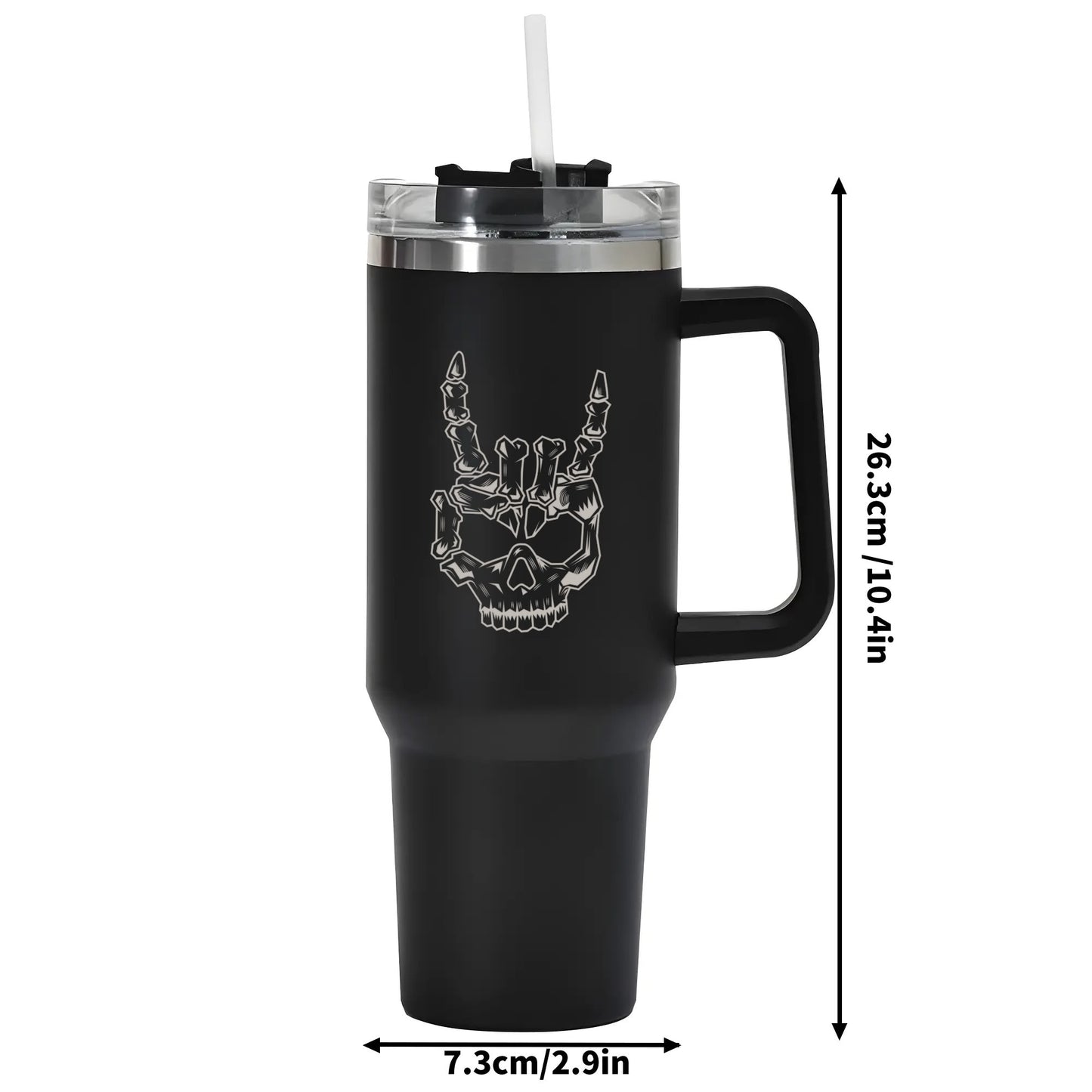 Rock On Skull 40oz Tumbler with Handle and Straw