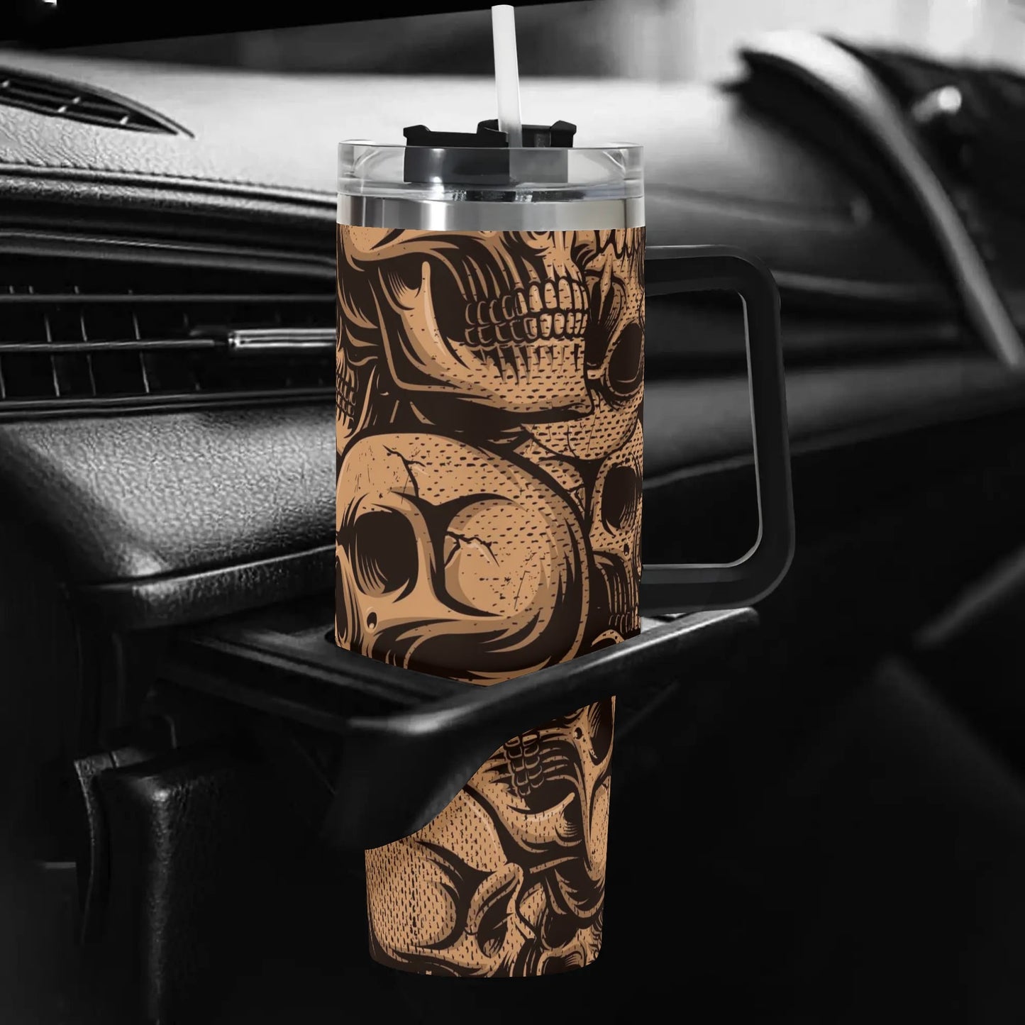 Bronze Skulls 40 oz Tumbler With Handle