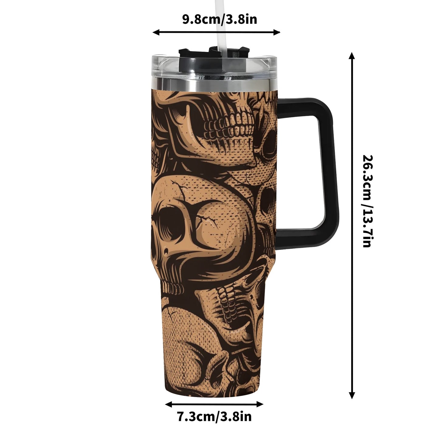 Bronze Skulls 40 oz Tumbler With Handle