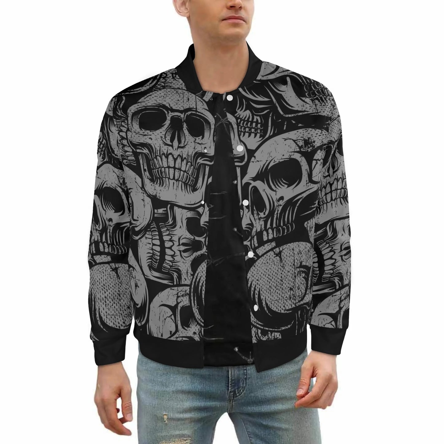 Silver Skulls Casual Bomber Jacket