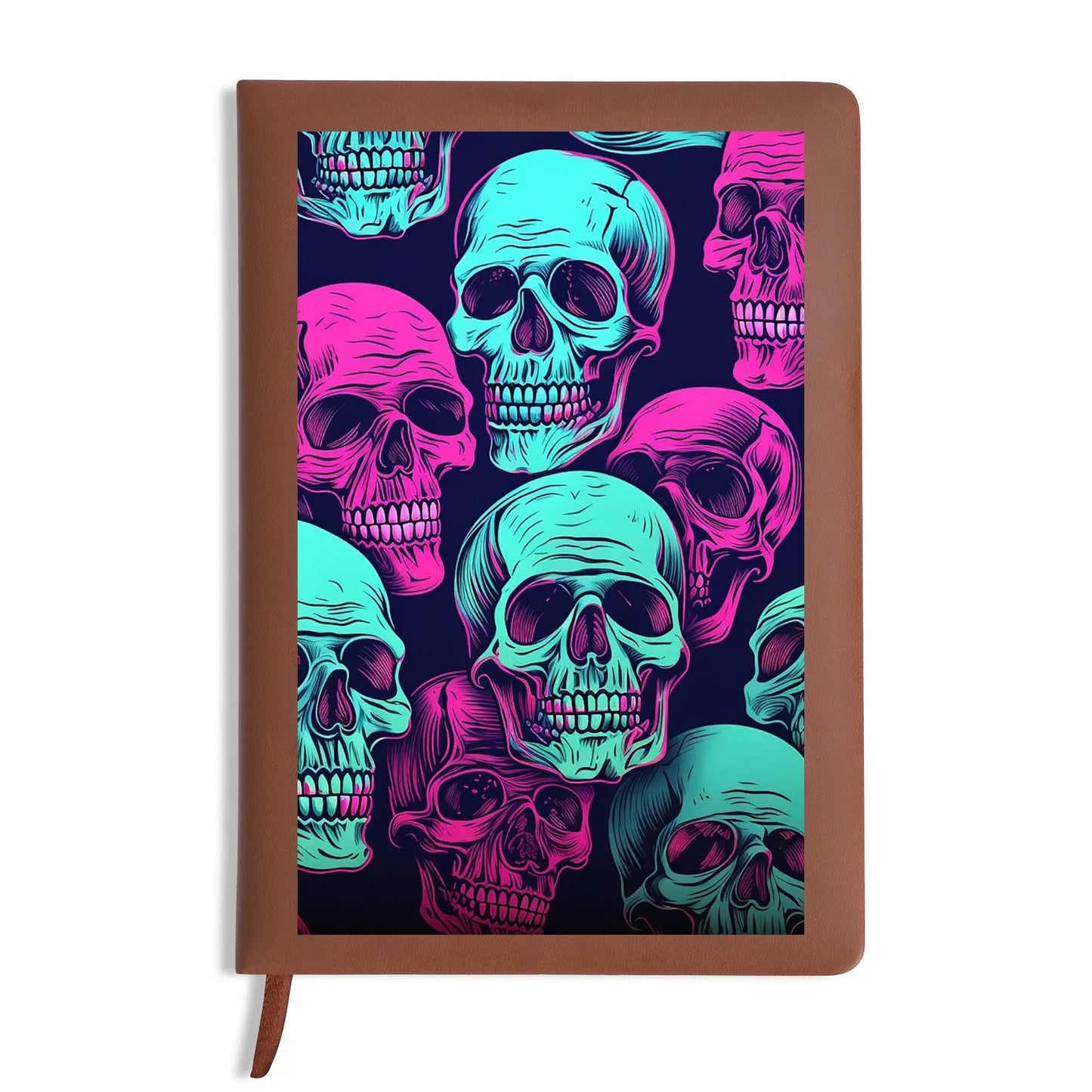 Neon Skulls Leather Notebook