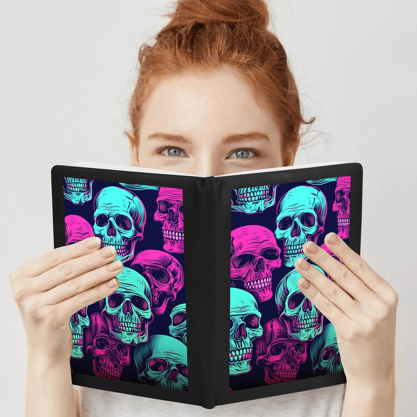 Neon Skulls Leather Notebook