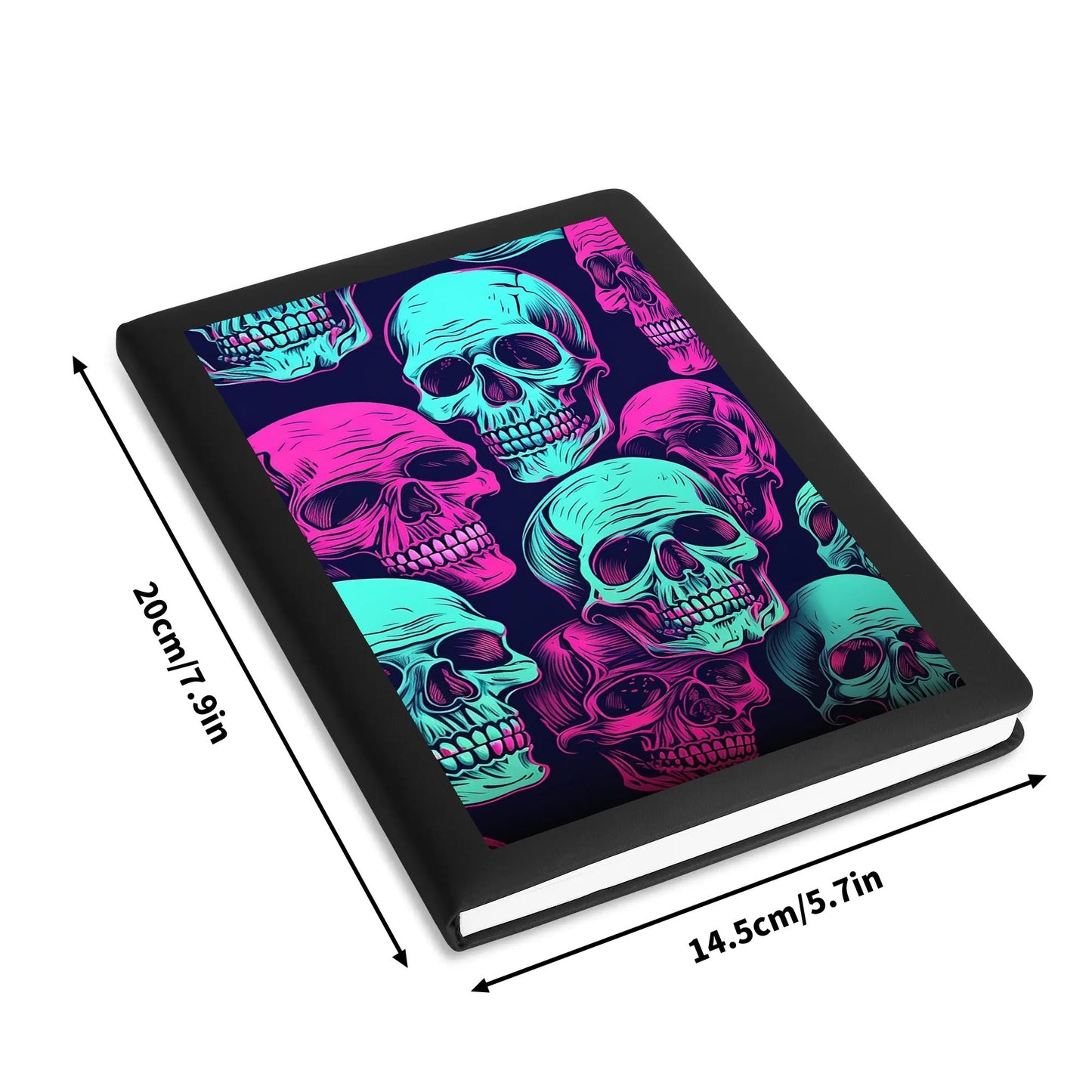 Neon Skulls Leather Notebook