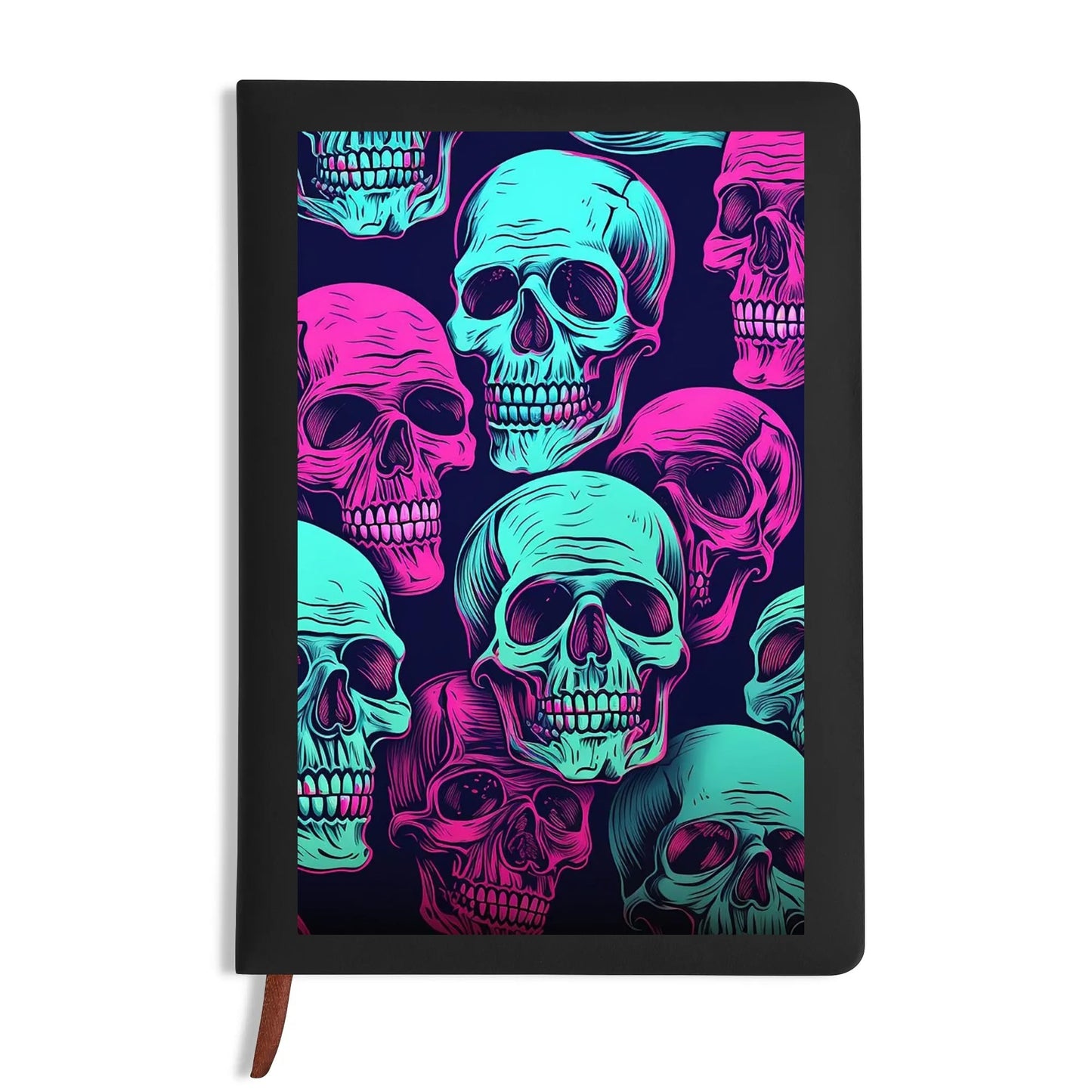 Neon Skulls Leather Notebook