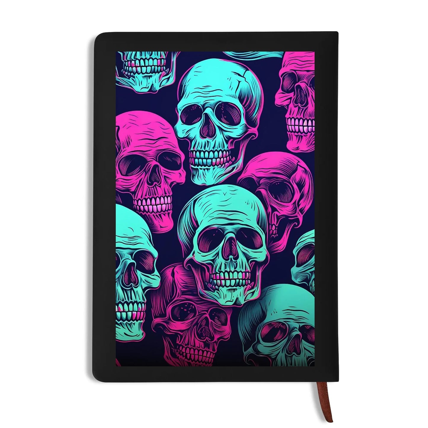 Neon Skulls Leather Notebook