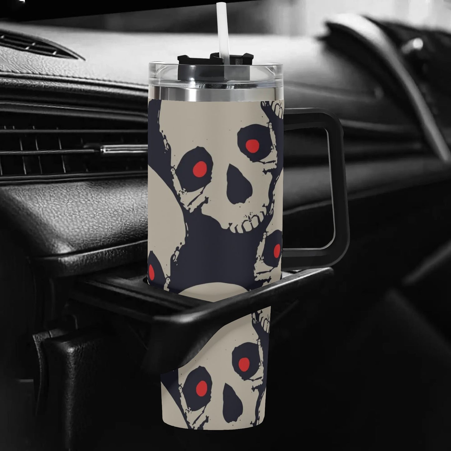 Red Eyed Skulls 40 Oz Tumbler With Handle