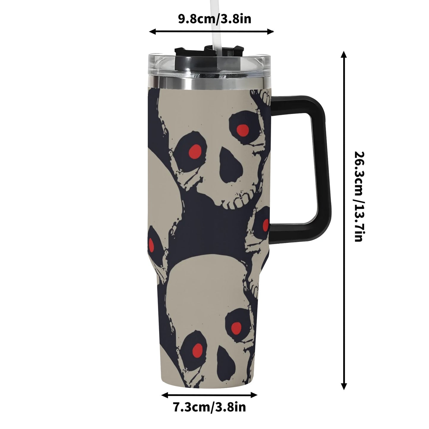 Red Eyed Skulls 40 Oz Tumbler With Handle