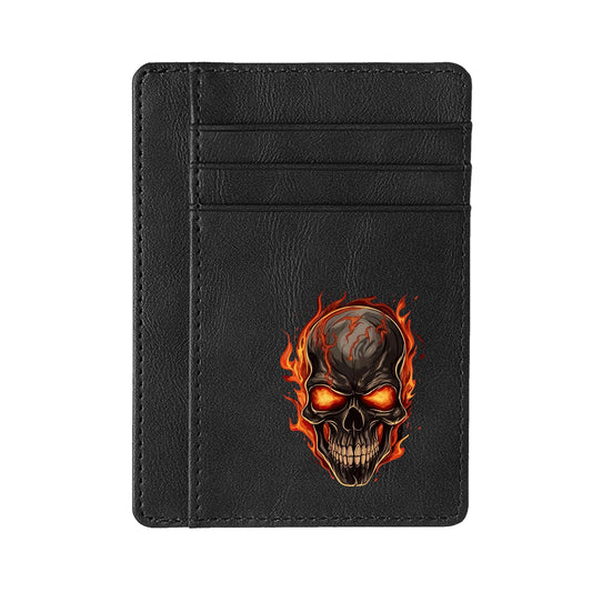 Burning Skull Minimalist Leather Wallets