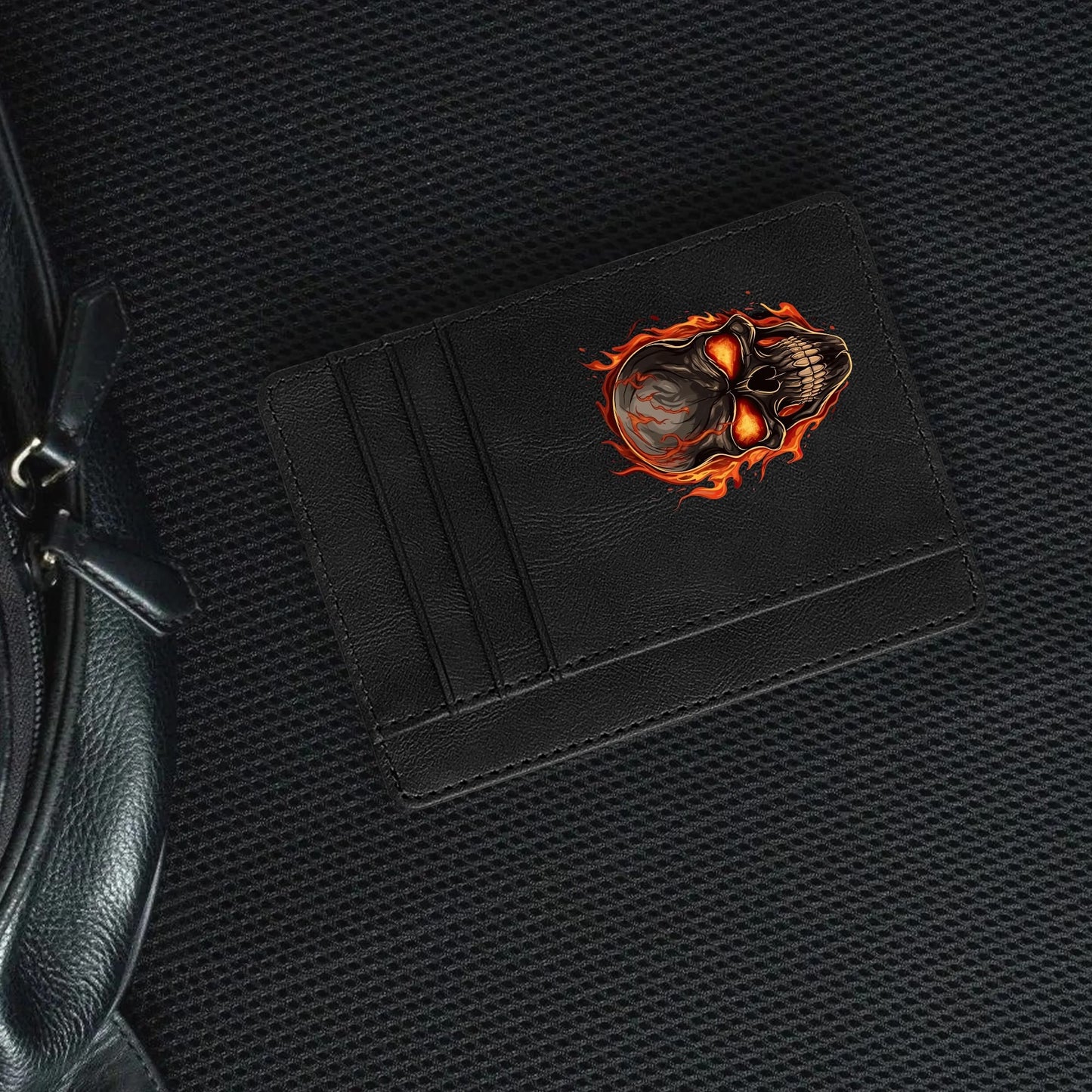 Burning Skull Minimalist Leather Wallets