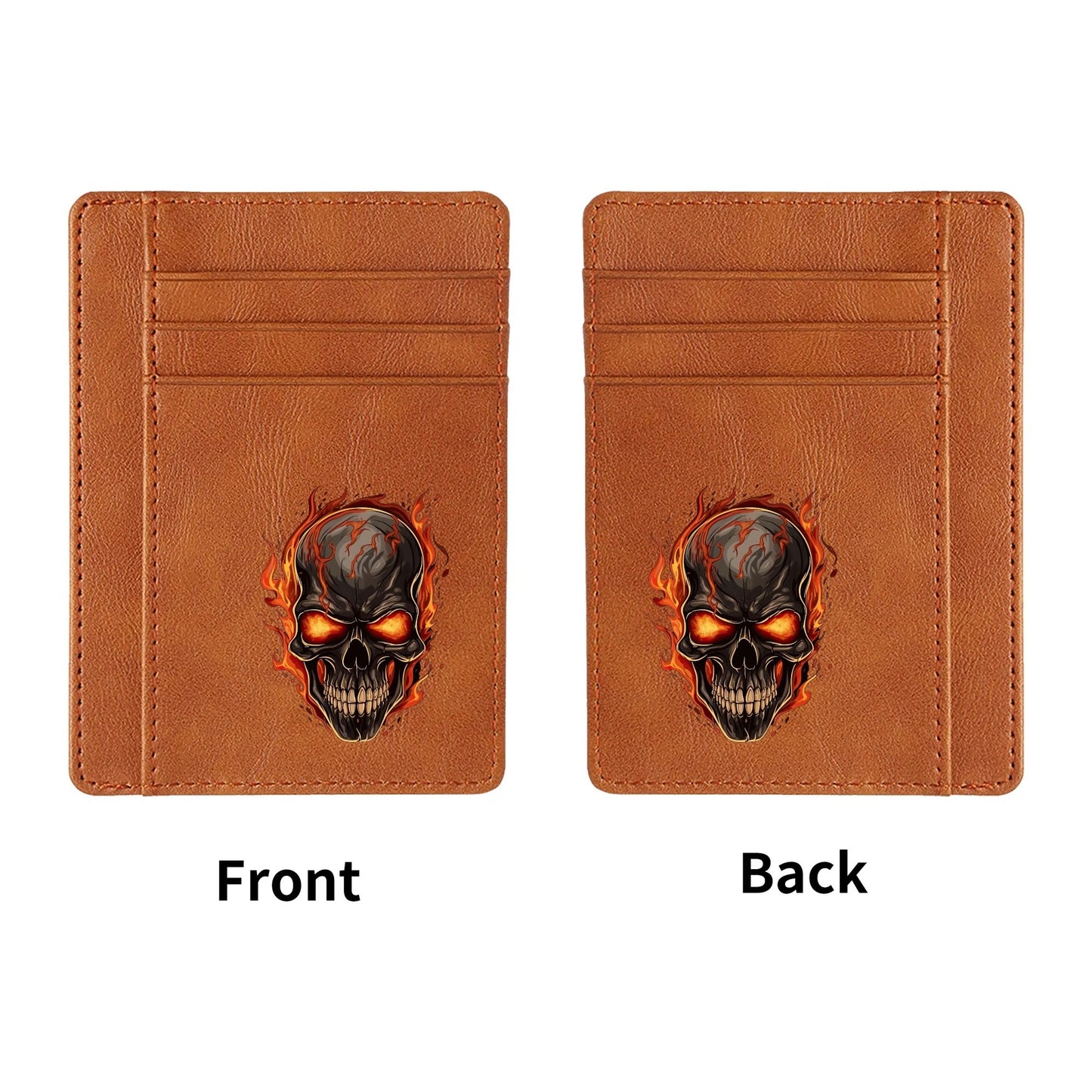 Burning Skull Minimalist Leather Wallets