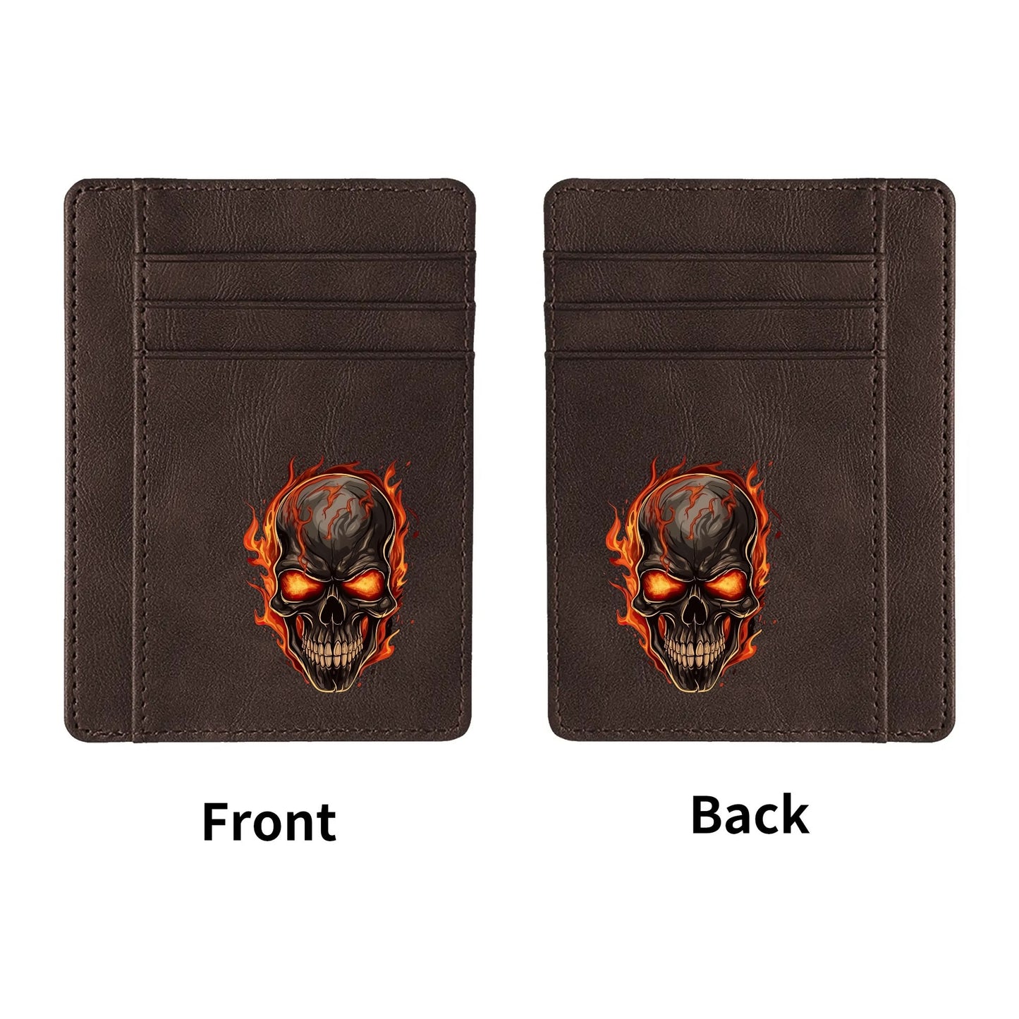 Burning Skull Minimalist Leather Wallets