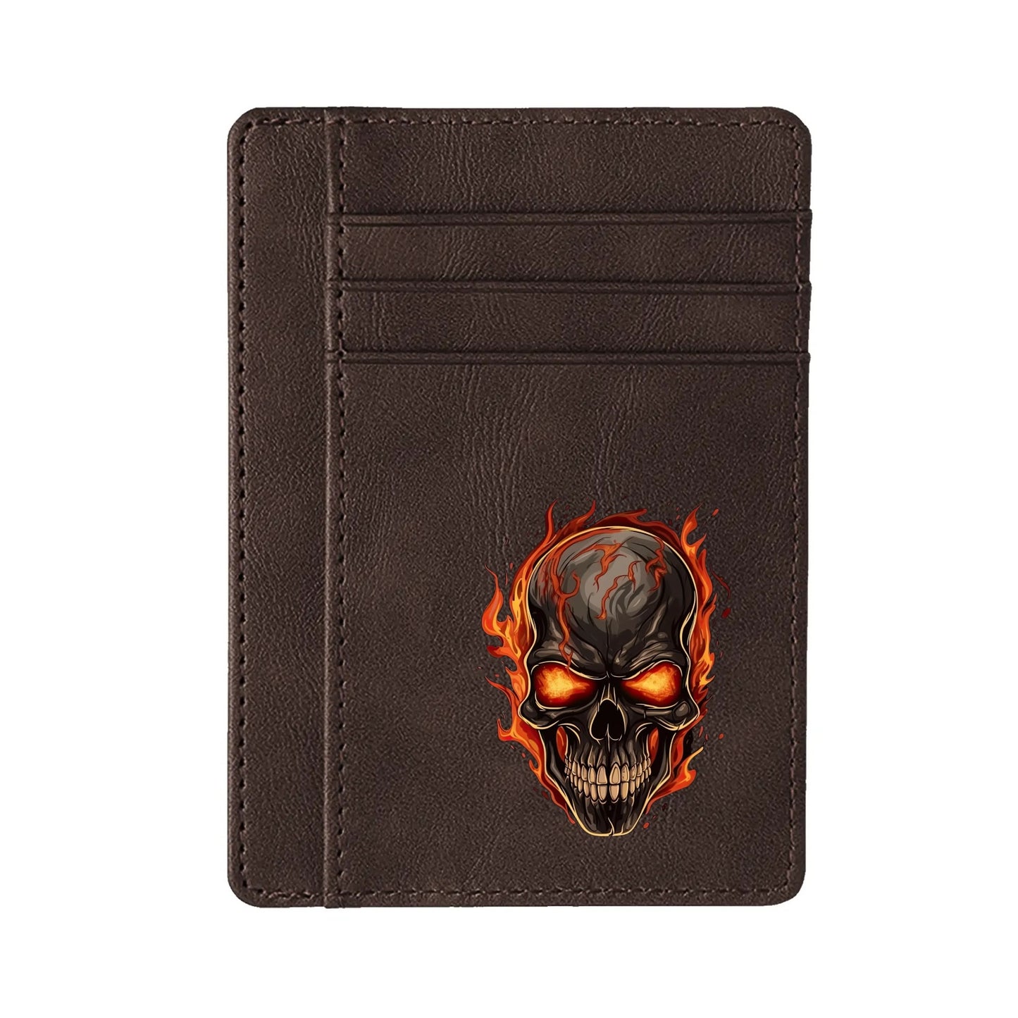 Burning Skull Minimalist Leather Wallets