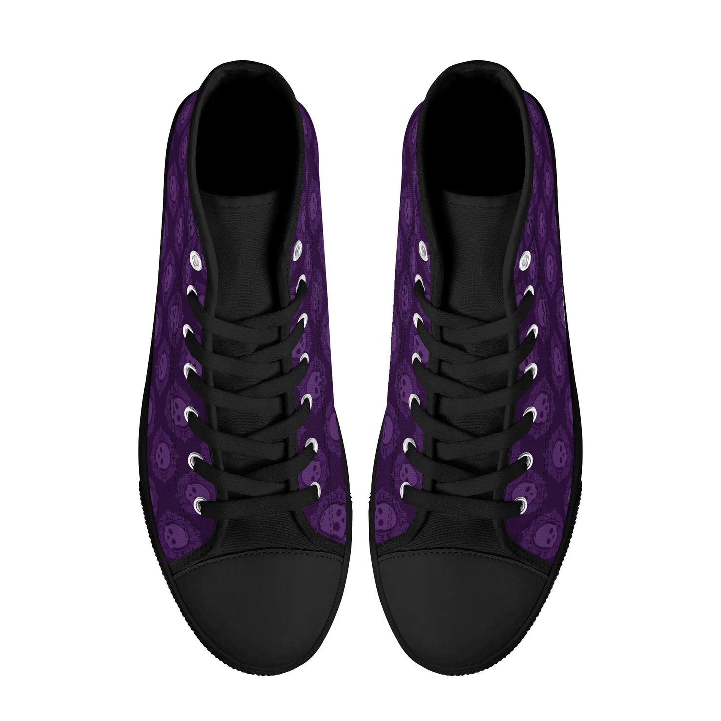 Gothic Purple Skulls Rubber High Top Canvas Shoes