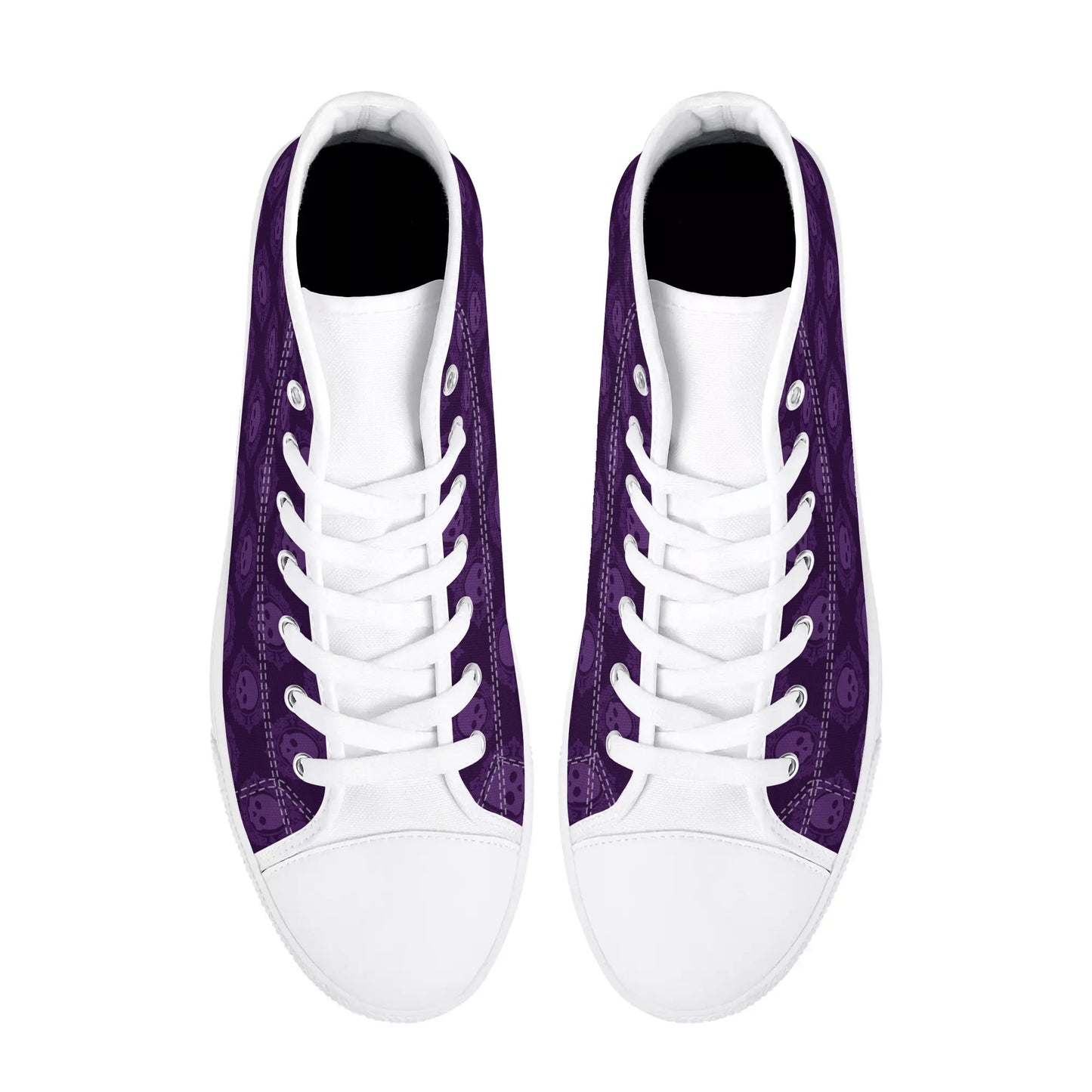 Gothic Purple Skulls Rubber High Top Canvas Shoes