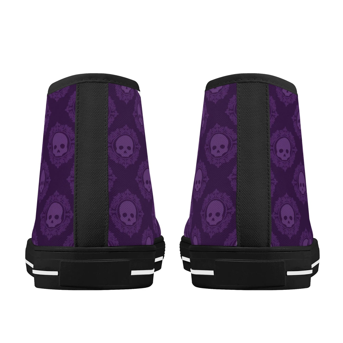 Gothic Purple Skulls Rubber High Top Canvas Shoes