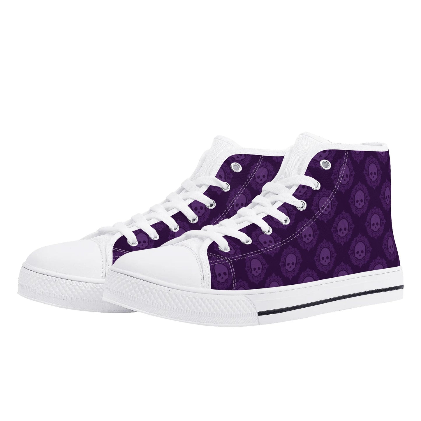 Gothic Purple Skulls Rubber High Top Canvas Shoes