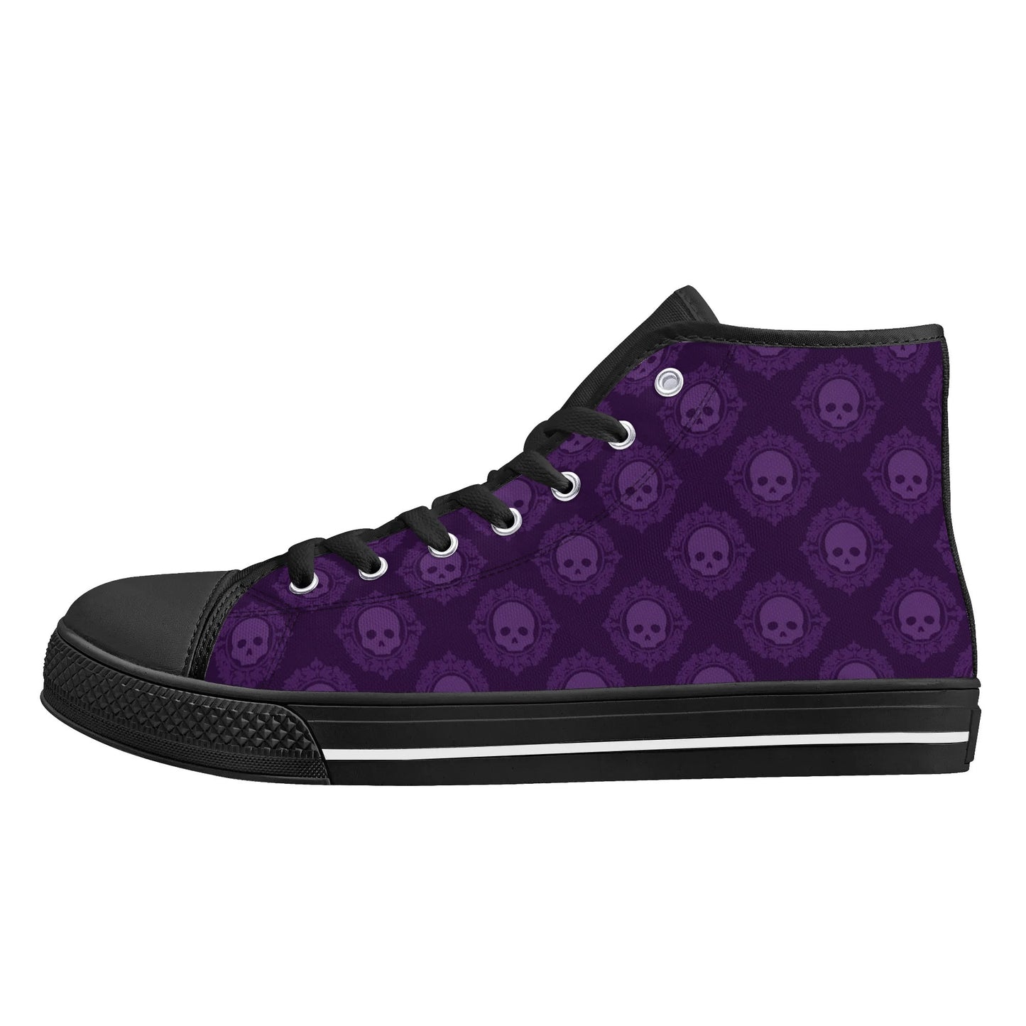 Gothic Purple Skulls Rubber High Top Canvas Shoes