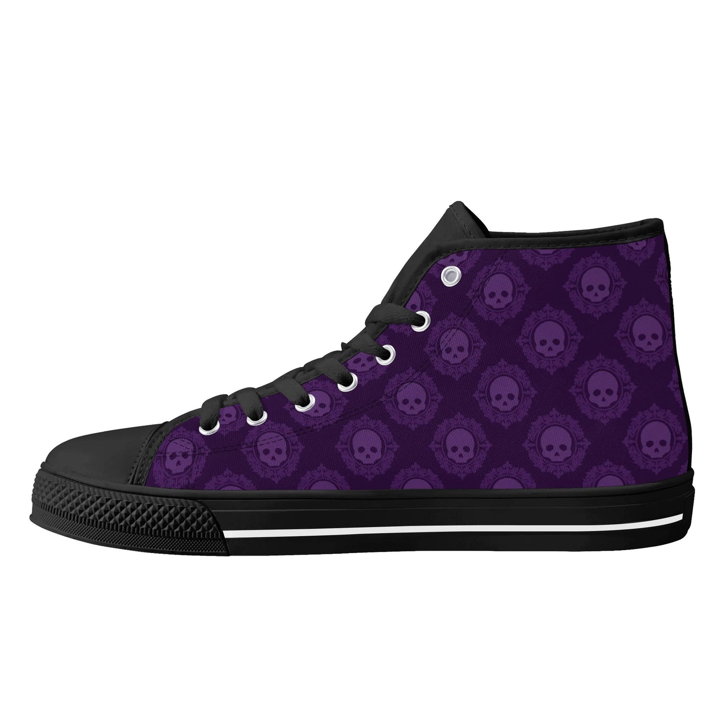 Gothic Purple Skulls Rubber High Top Canvas Shoes