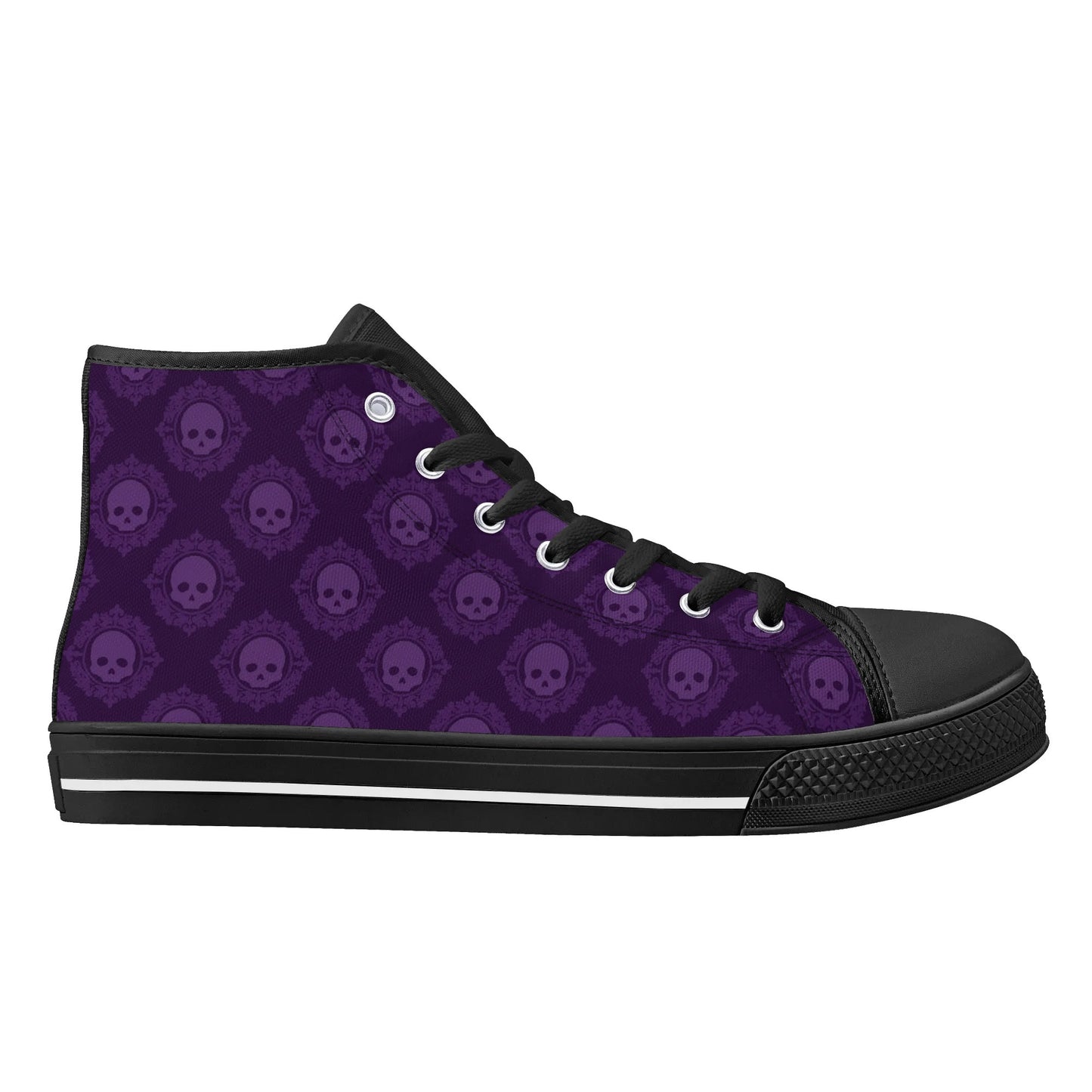 Gothic Purple Skulls Rubber High Top Canvas Shoes