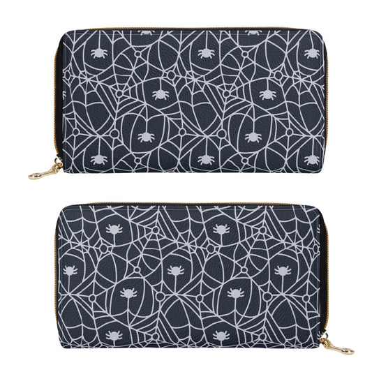 Spiders And Webs Leather Zipper Purse