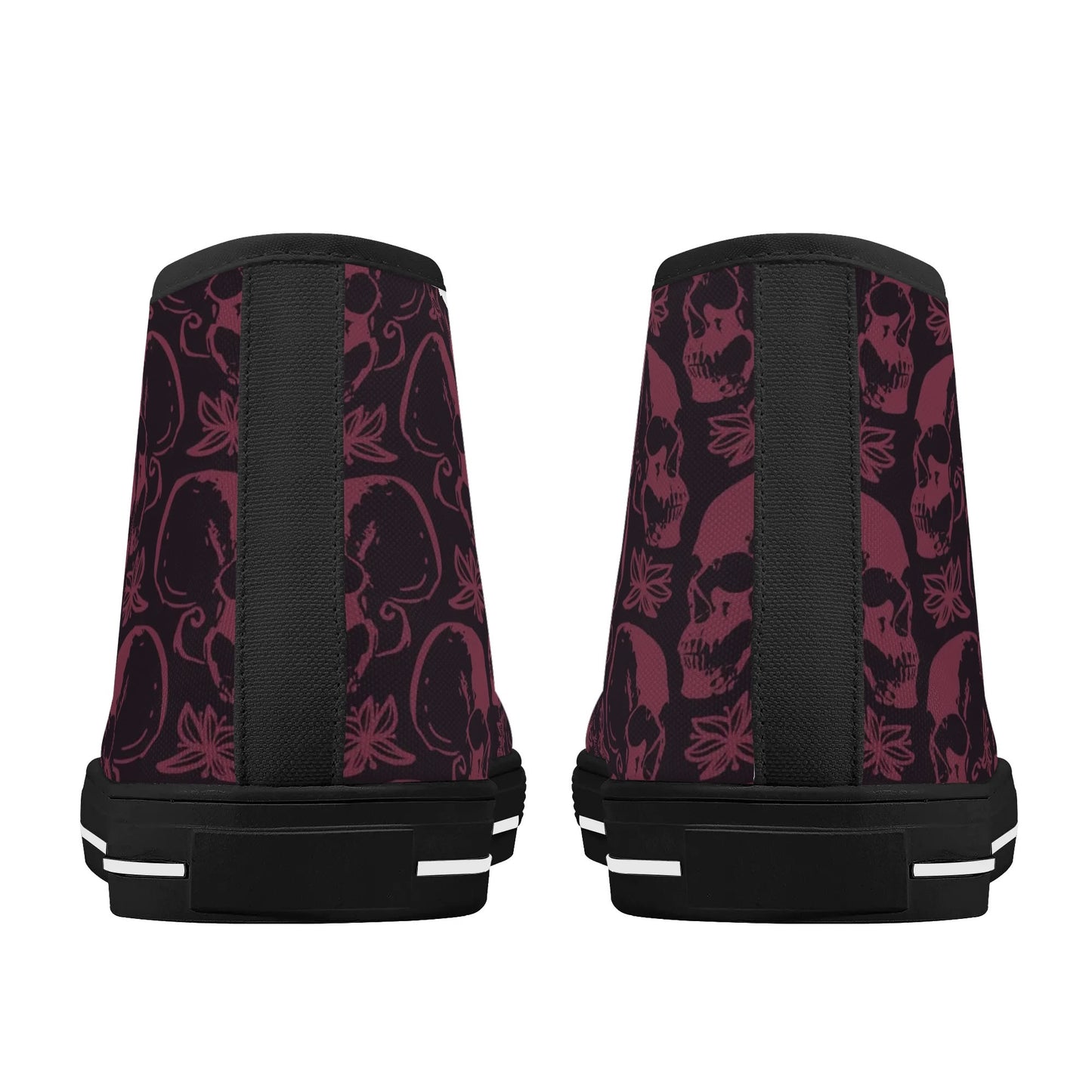 Purple Skulls And Flowers Rubber High Top Canvas Shoes