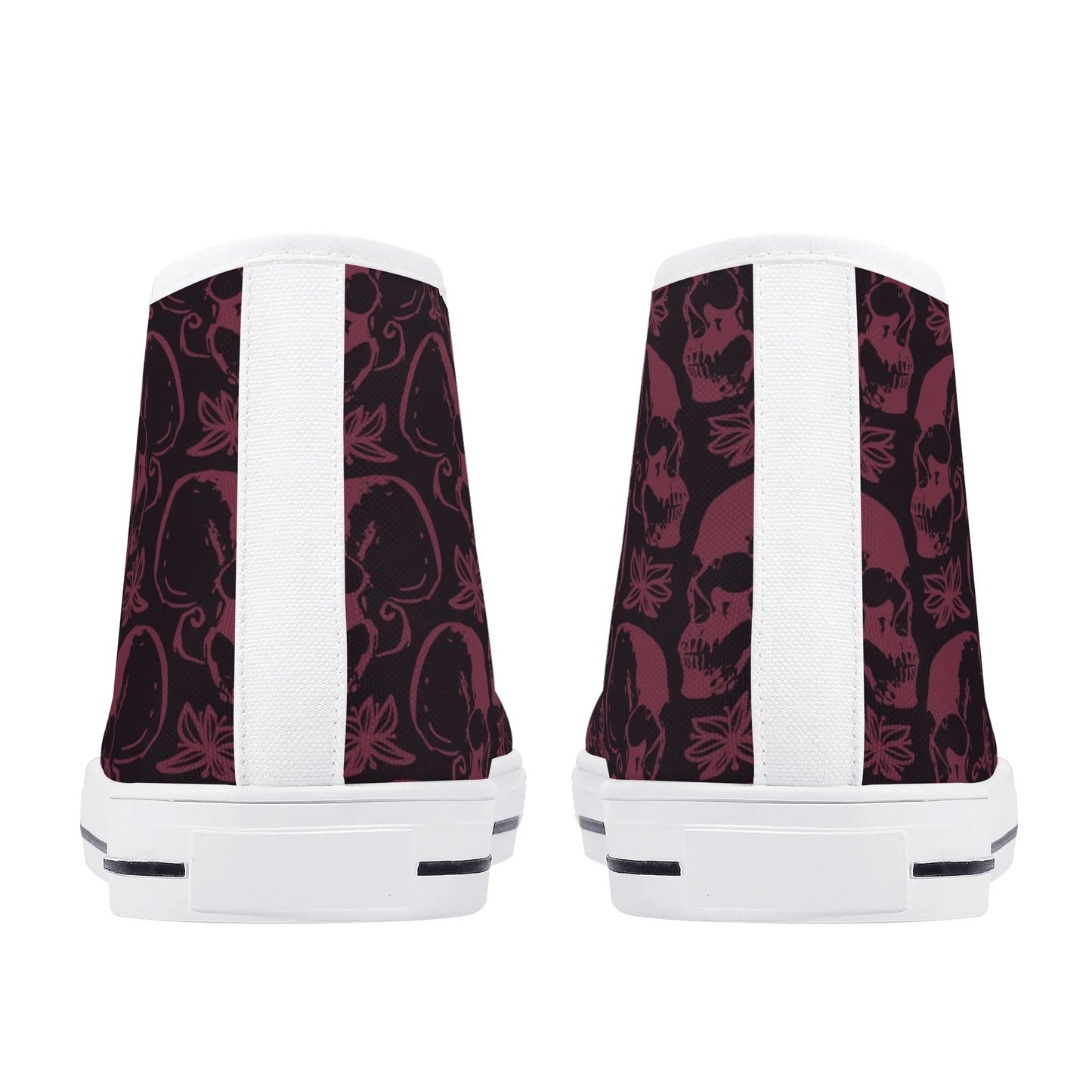 Purple Skulls And Flowers Rubber High Top Canvas Shoes