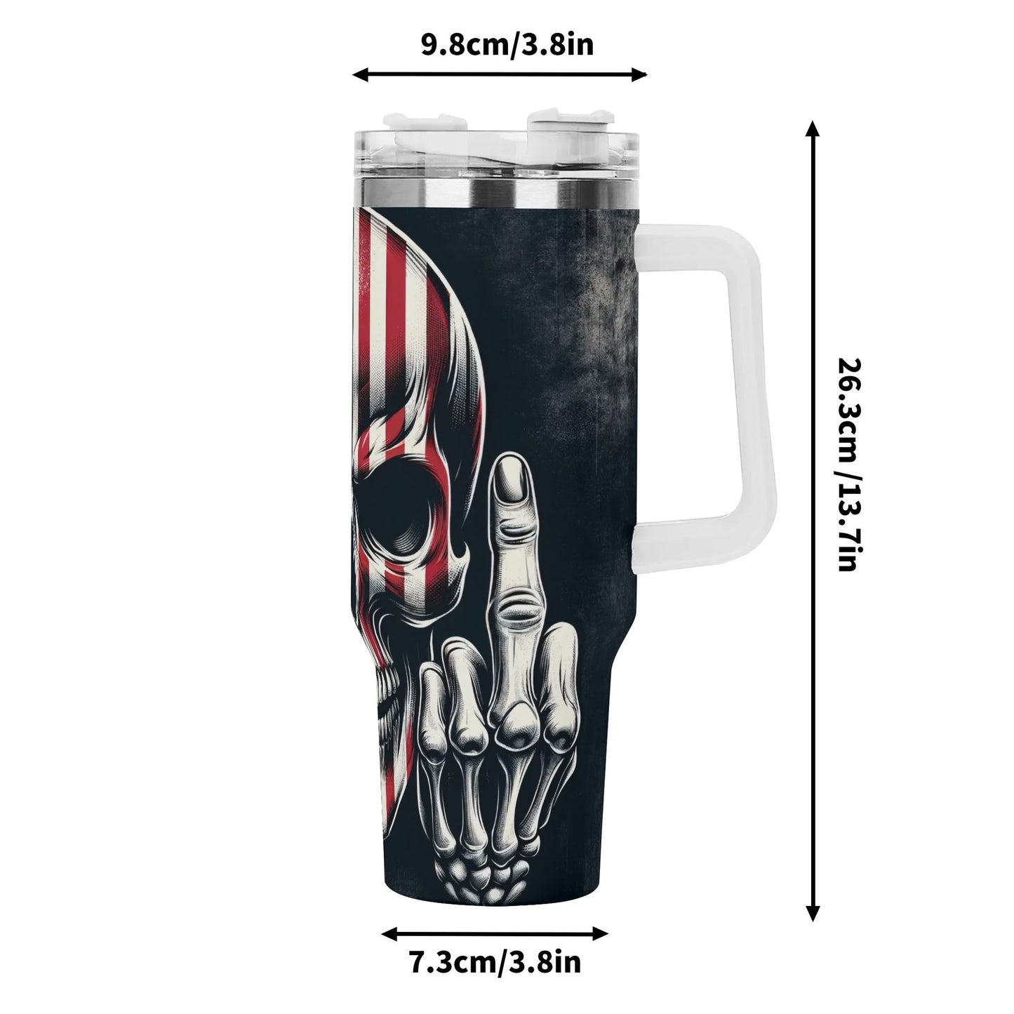 Middle Finger American Skull 40 Oz Tumbler With Handle