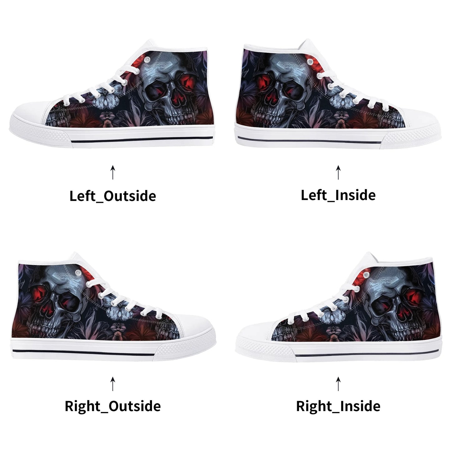 Gothic Skull Rubber High Top Canvas Shoes