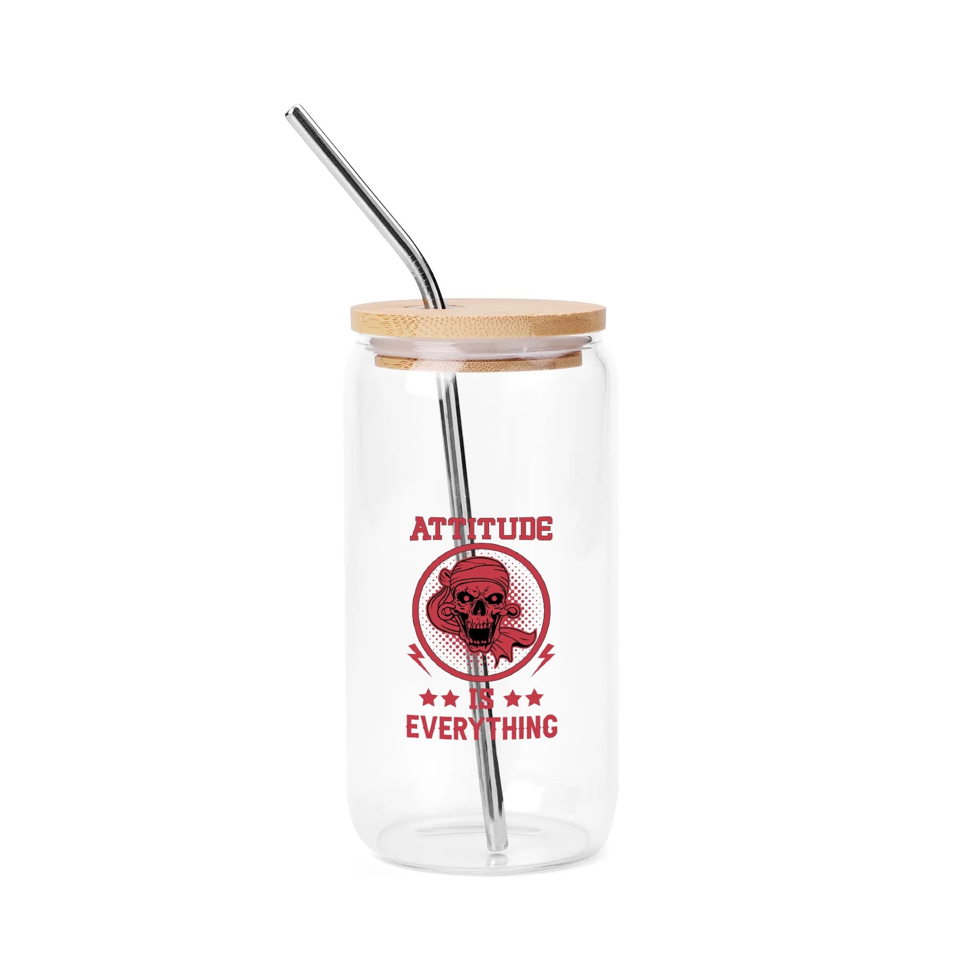 Attitude Is Everything Bamboo Lid16oz Glass Cups with Straw