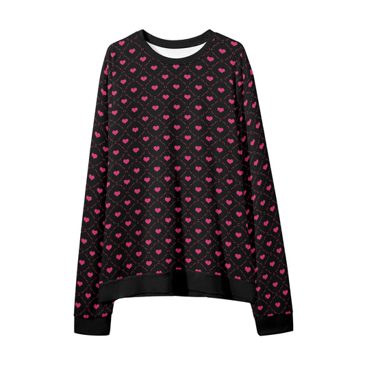 Little Pink Hearts Loose Pullover Sweatshirt