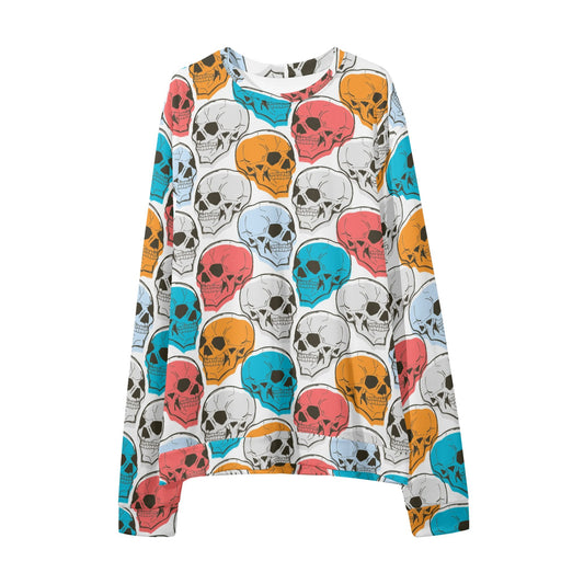 Colorful Skulls Loose Pullover Sweatshirt