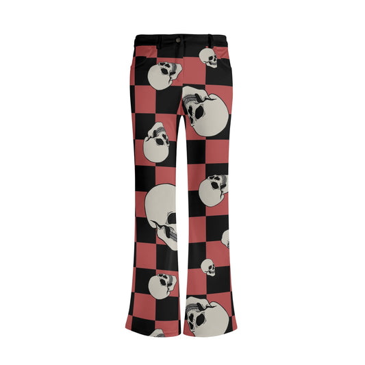 Skulls And Checkers Flare Pants