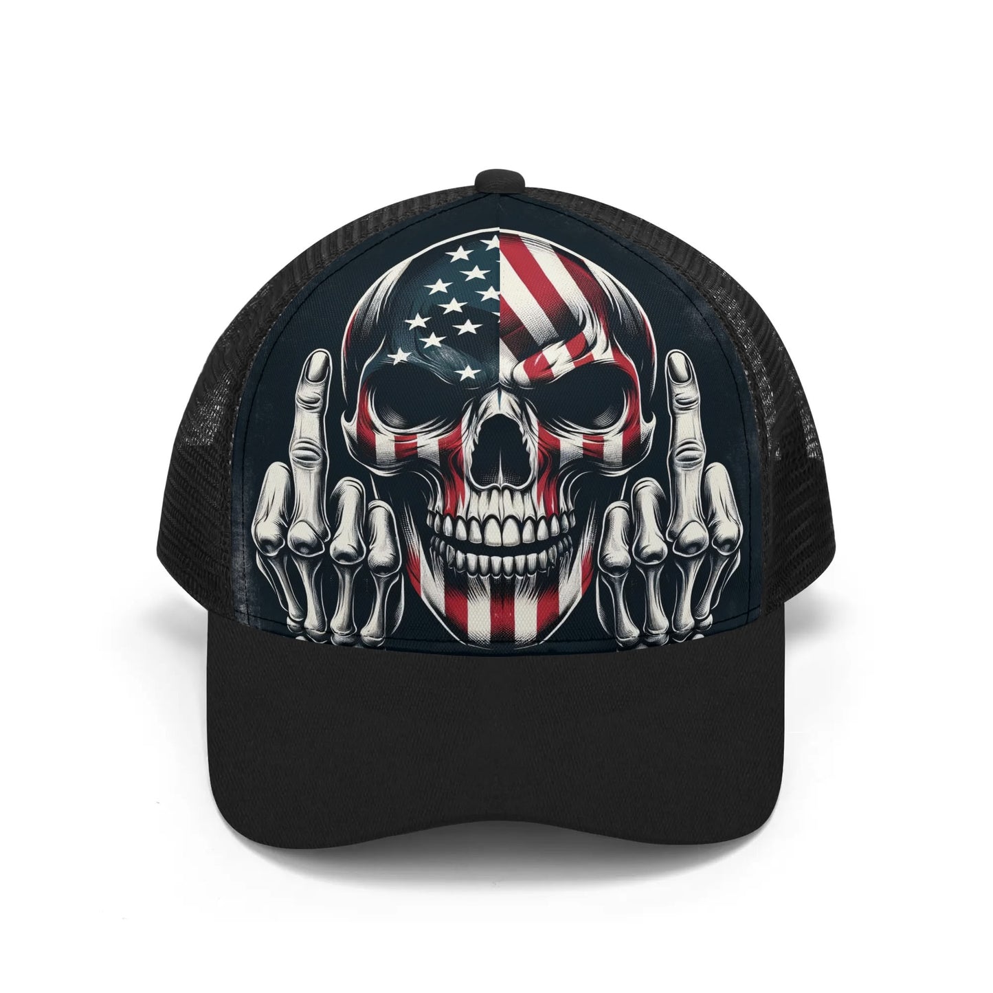 Middle Finger Skull Mesh Trucker Hats