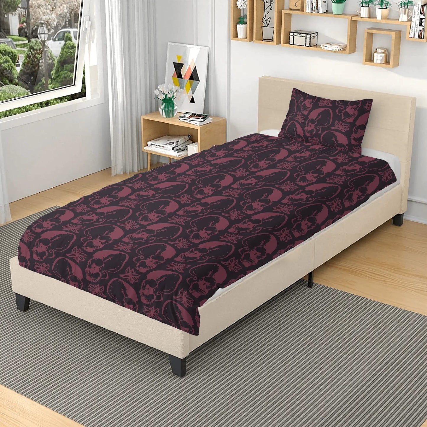 Purple Skulls 3 Pcs Beddings