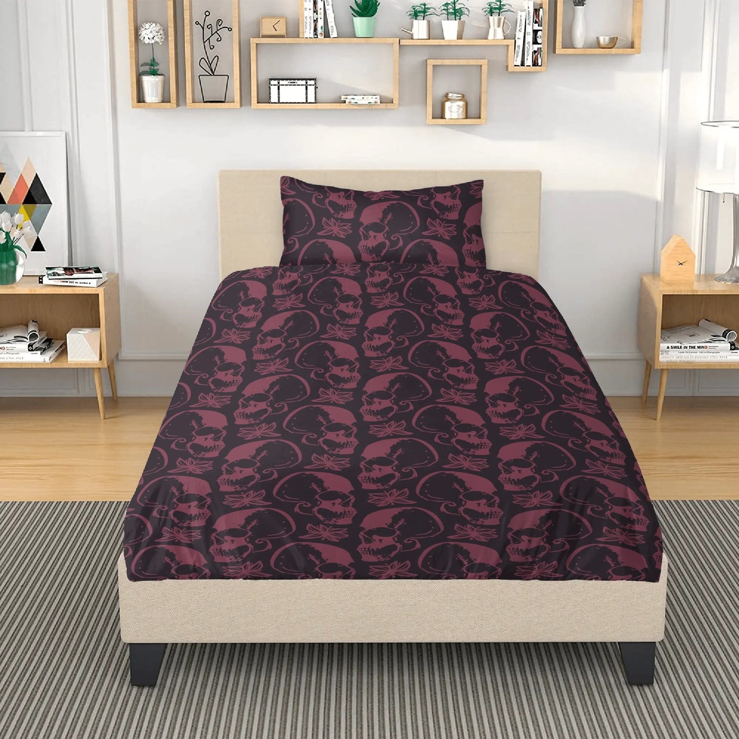 Purple Skulls 3 Pcs Beddings