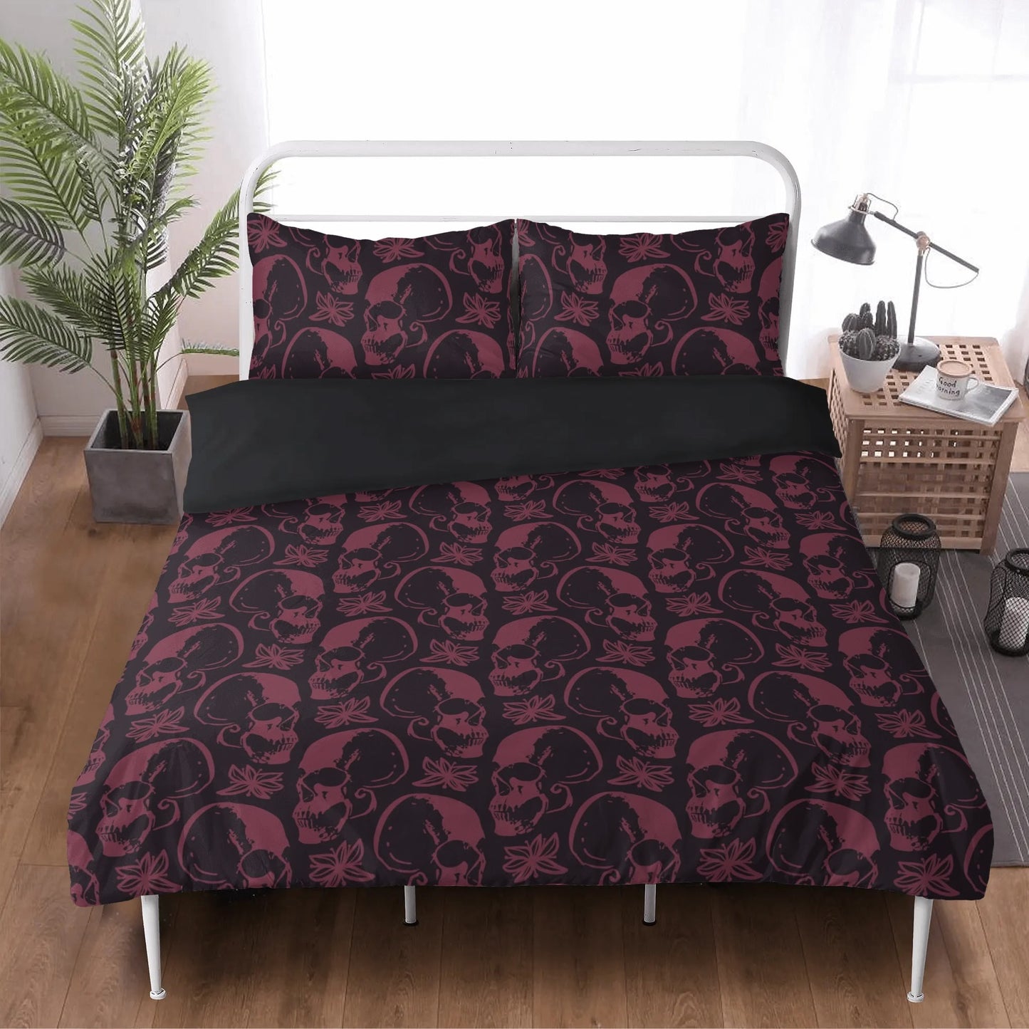 Purple Skulls 3 Pcs Beddings